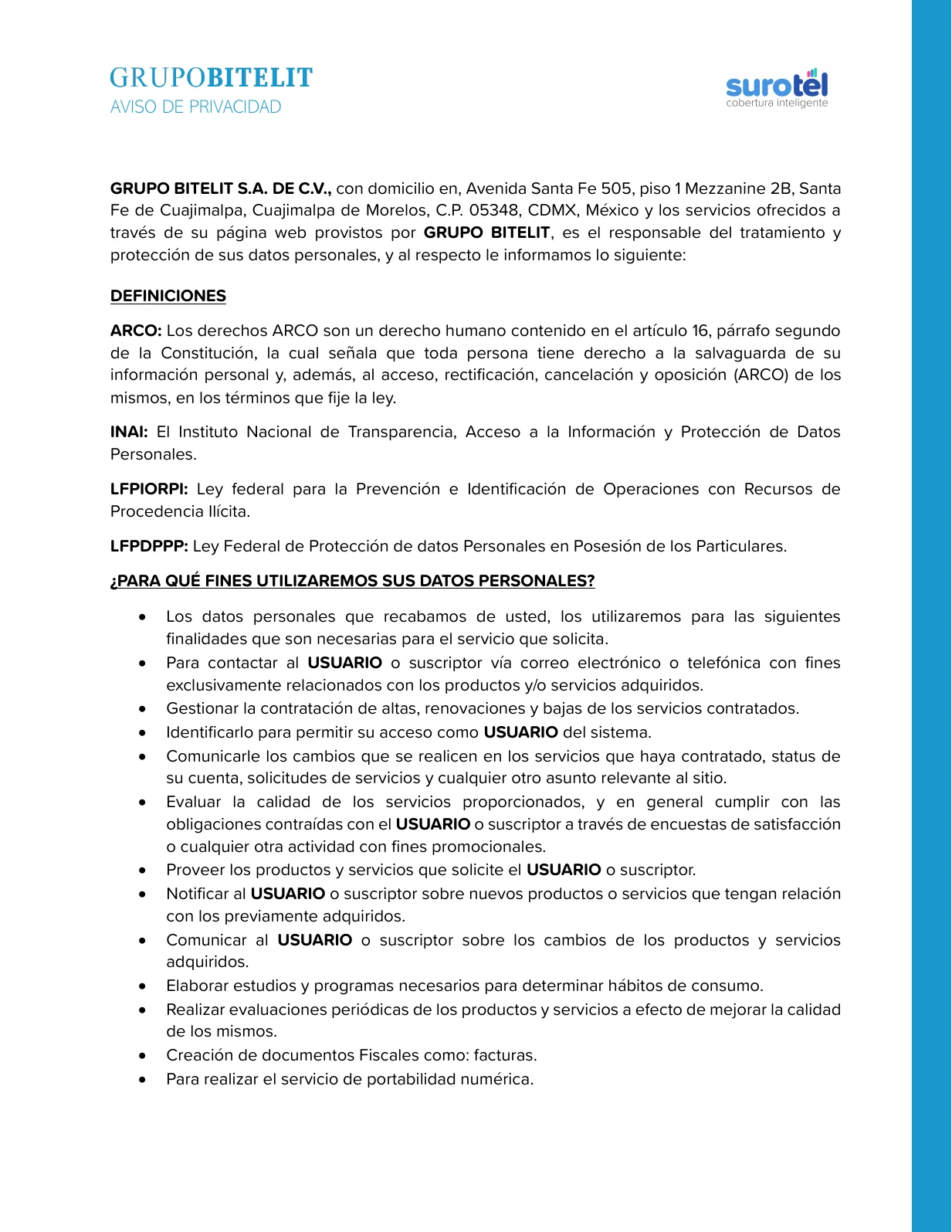 Aviso de privacidad, página 1 de 6