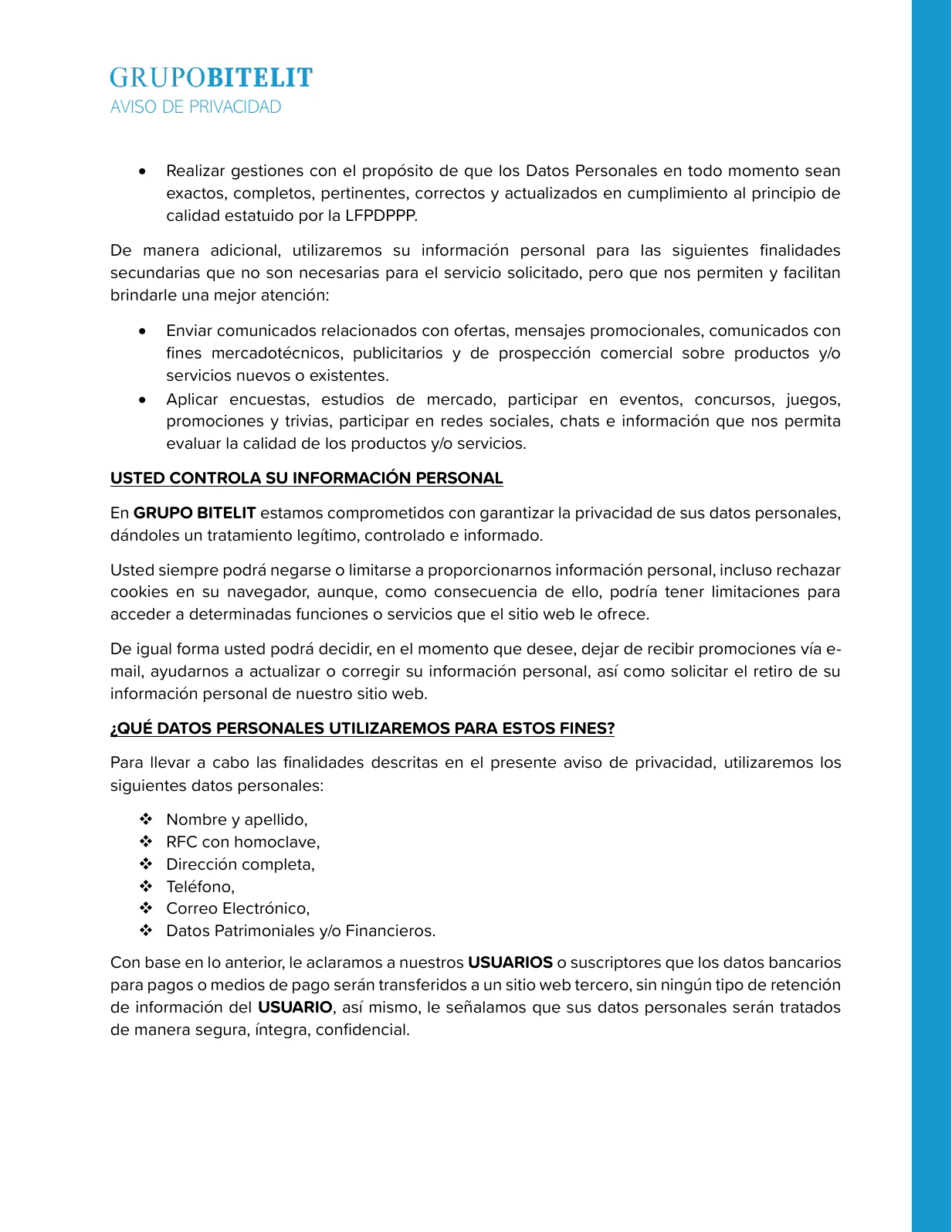 Aviso de privacidad, página 2 de 6