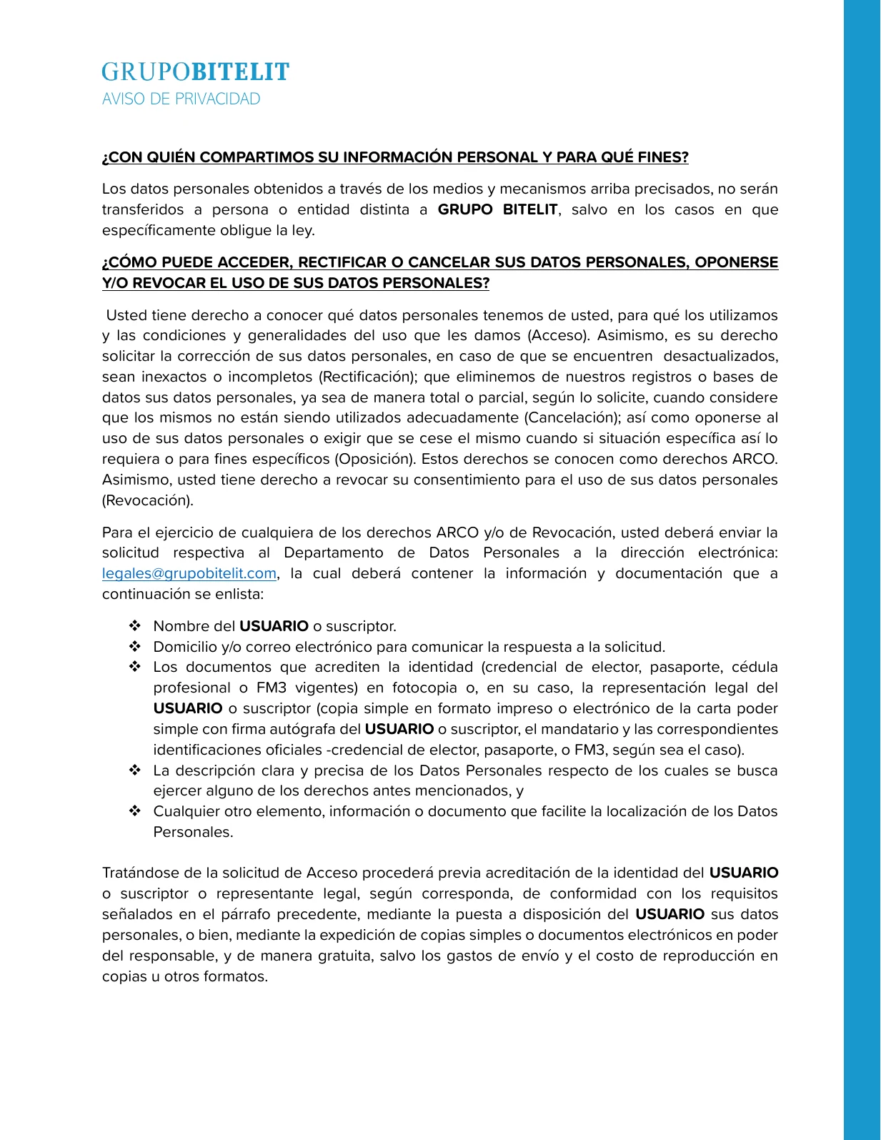 Aviso de privacidad, página 3 de 6