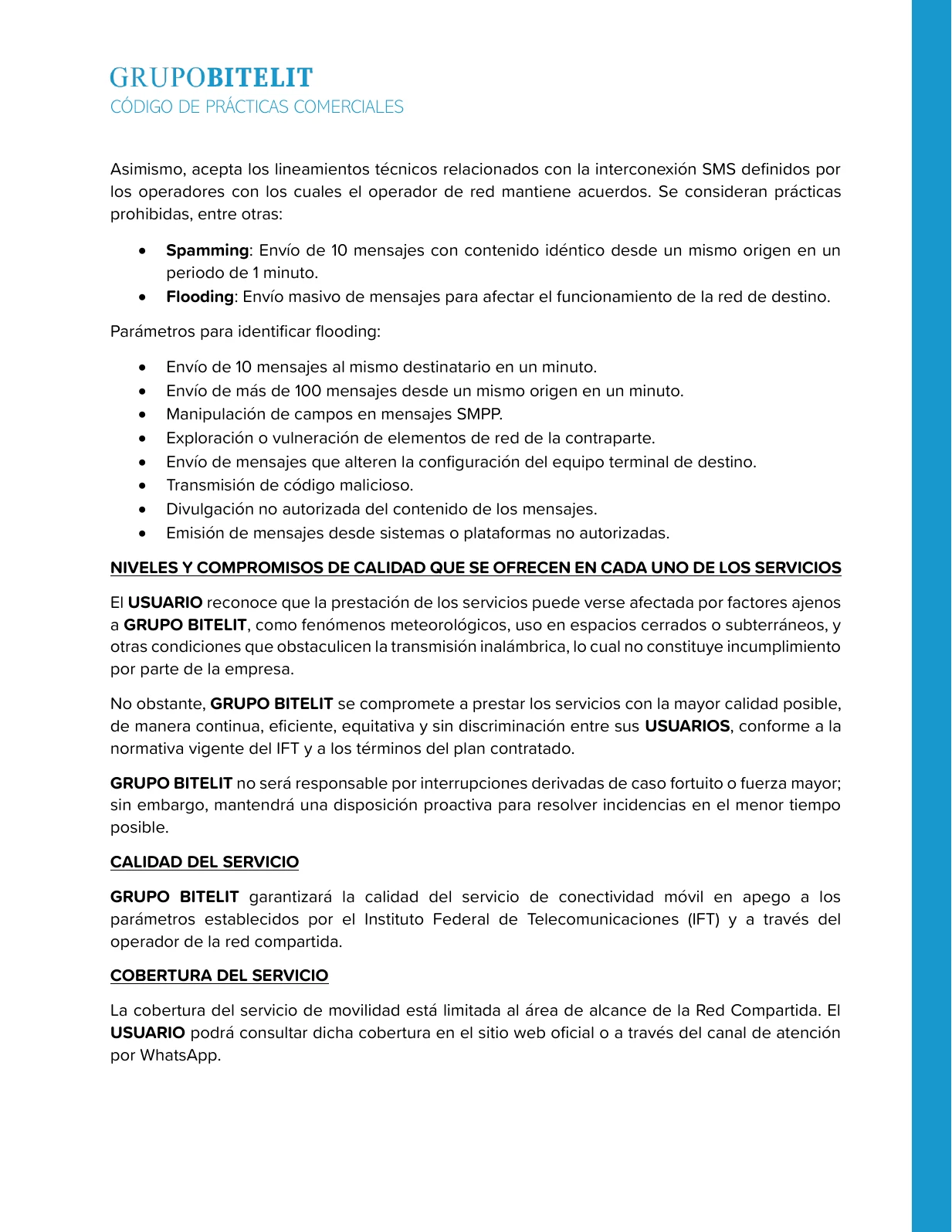 Código de prácticas comerciales, página 2 de 4