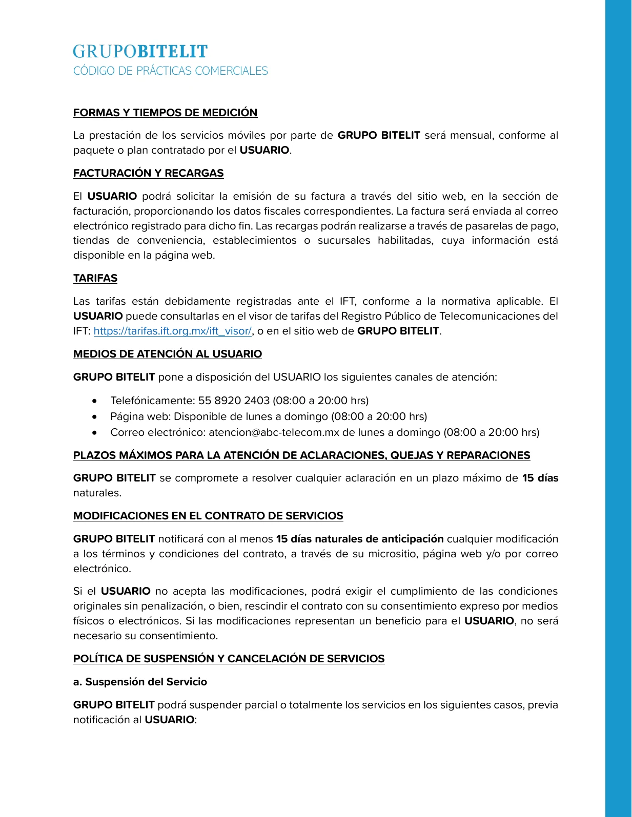 Código de prácticas comerciales, página 3 de 4