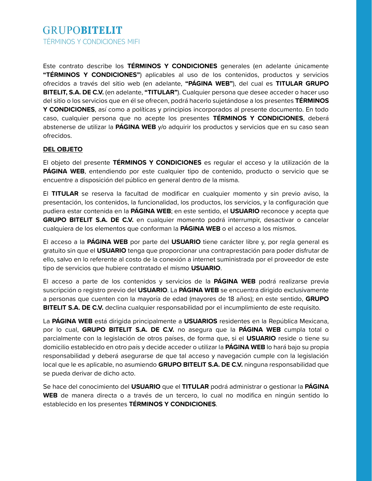 Términos y condiciones MiFi, página 1 de 10