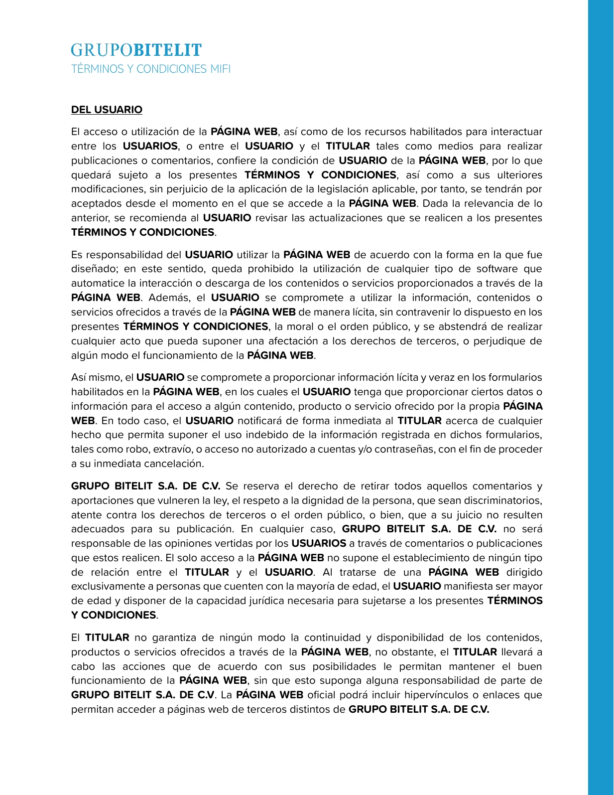 Términos y condiciones MiFi, página 2 de 10
