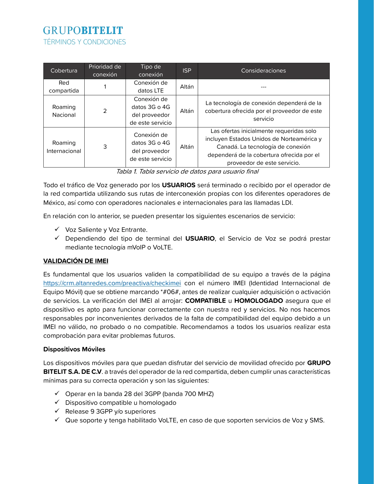 Términos y condiciones de telefonía, página 4 de 13
