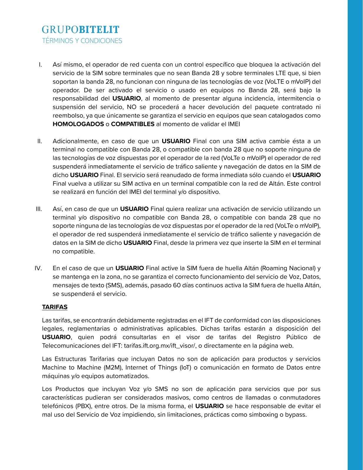 Términos y condiciones de telefonía, página 5 de 13