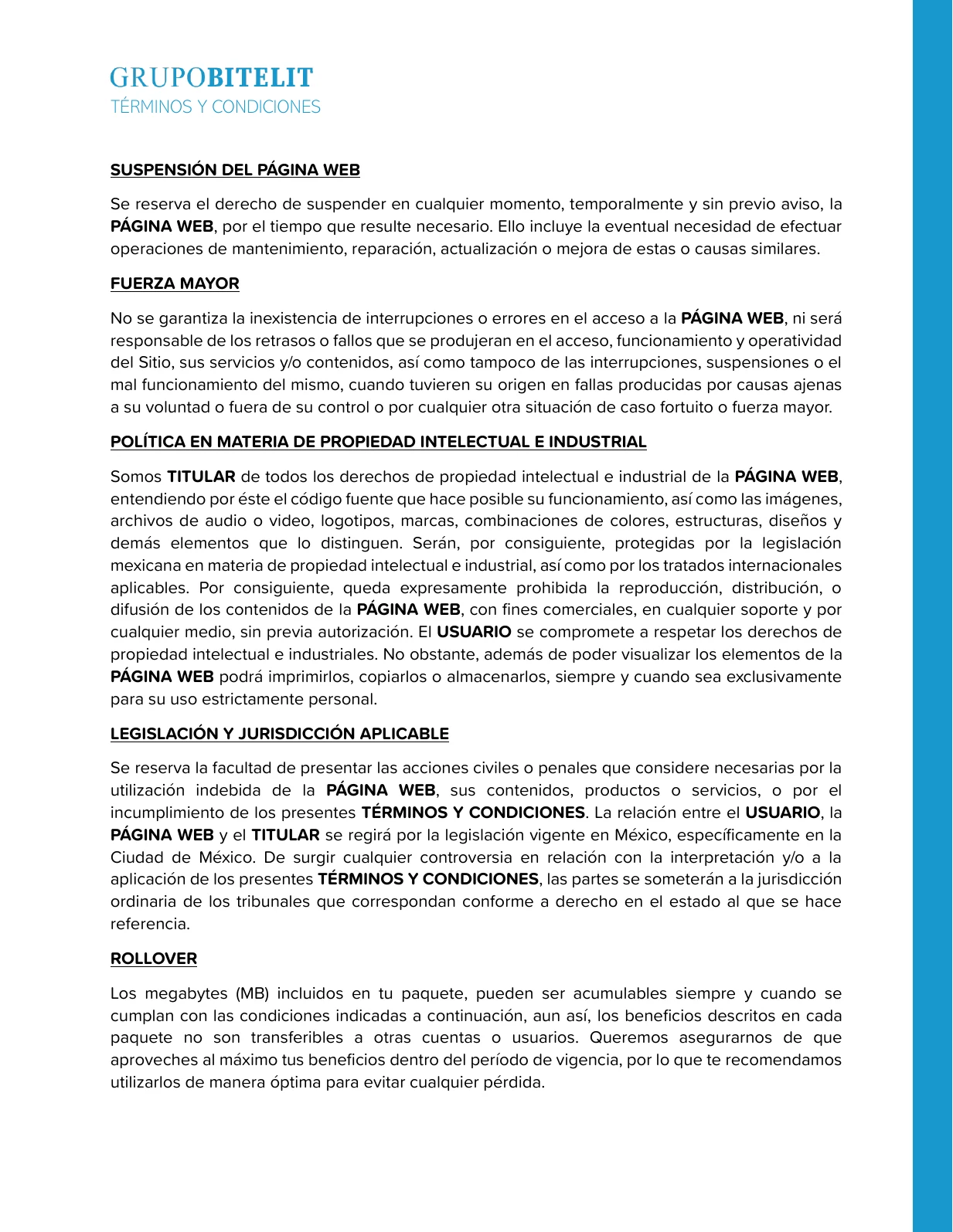 Términos y condiciones de telefonía, página 7 de 13