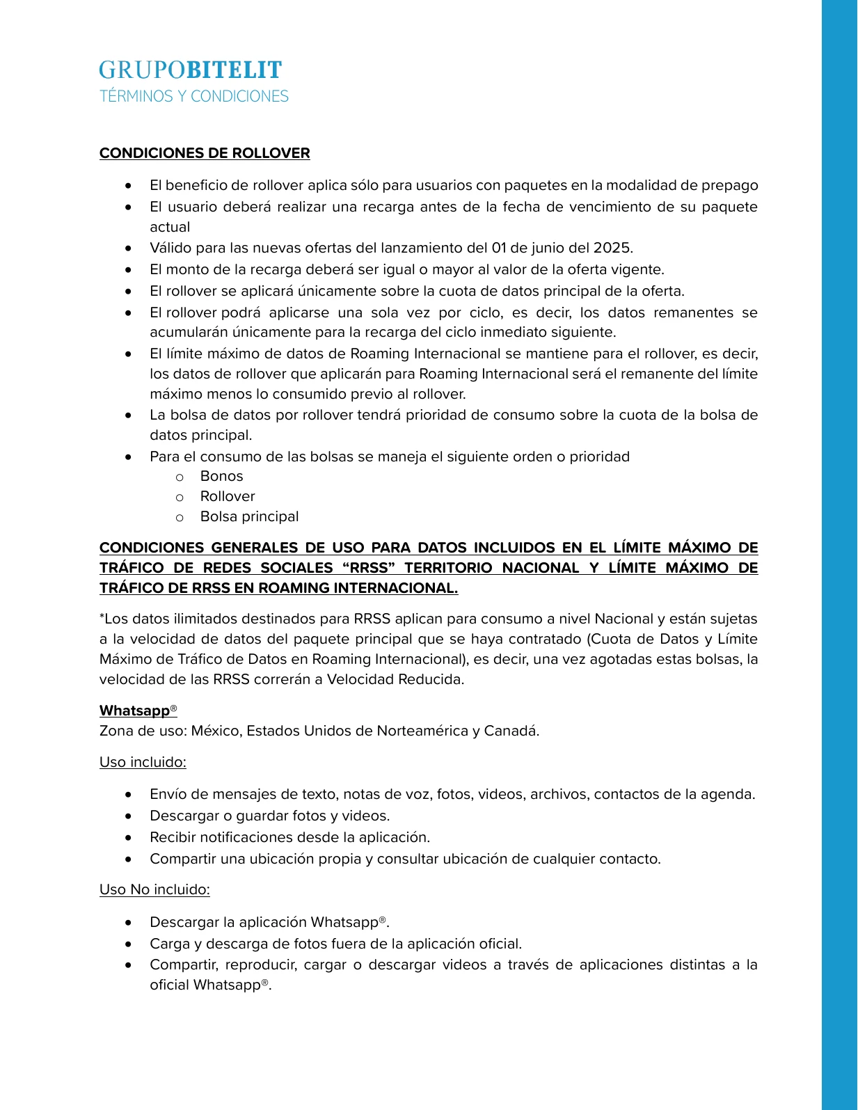 Términos y condiciones de telefonía, página 8 de 13