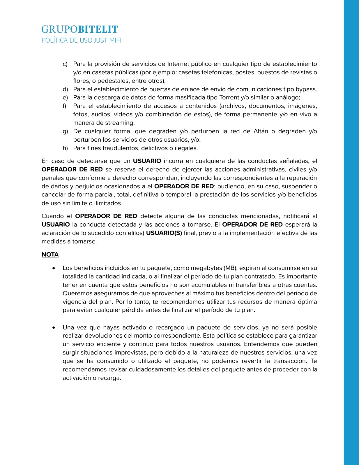Política de uso justo MiFi, página 6 de 6