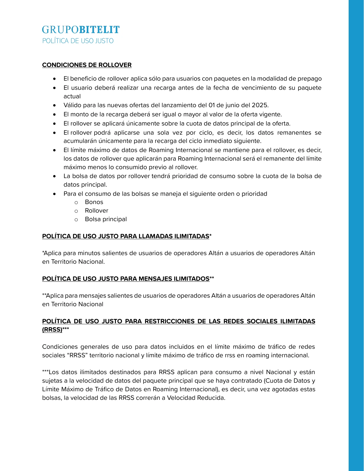 Política de uso justo de telefonía, página 2 de 7