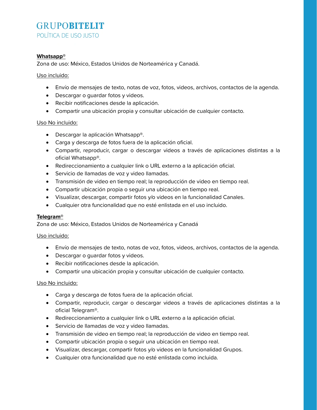 Política de uso justo de telefonía, página 3 de 7