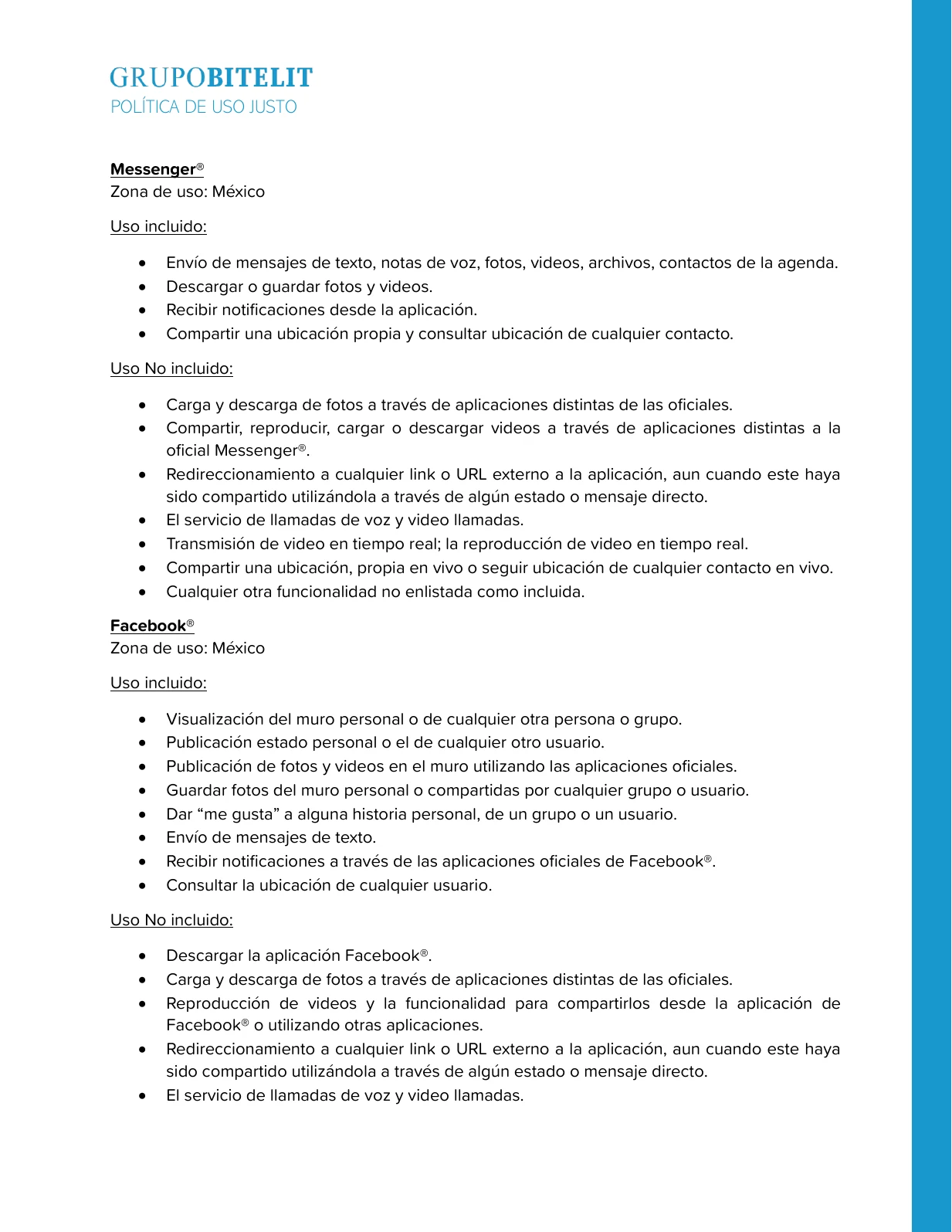 Política de uso justo de telefonía, página 4 de 7